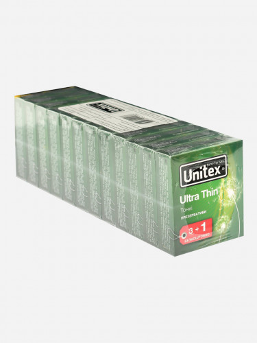 Презервативи надтонкі гладкі з рясною мастилом Unitex Ultra Thin 48 штук (12 пачок по 4 шт.)