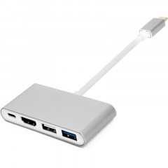 Переходник PowerPlant Type-C (M) - 4*USB 2.0/3.0, HDMI, Type-C (F)