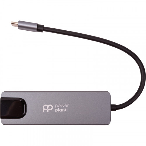 Переходник PowerPlant Type-C - 2xUSB 3.0, Type-C USB 3.1, Gigabit Ethernet