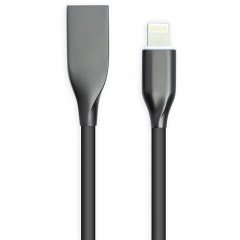 Кабель PowerPlant USB - Lightning, 1м, силикон, черный