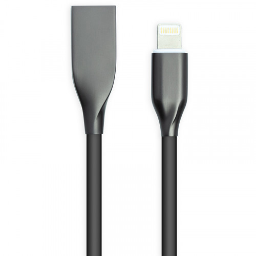 Кабель PowerPlant USB - Lightning, 2м, силикон, черный