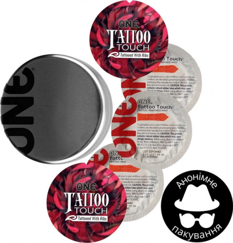 Презервативи One Tattoo Touch червоний 5 шт у кейсі