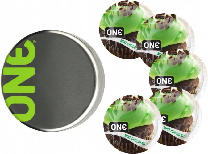 Презервативи One Flavor Waves Шоколад та м'ята Зелені 5 шт у кейсі