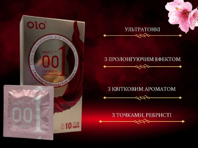 Презервативи OLO пролонгуючі з точками ребристі 10 шт
