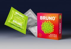 Презервативи з великими крапками та силіконовим мастилом Bruno Extra Dotted 4 You 12 шт 4 пачки по 3 шт.