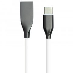Кабель PowerPlant USB - Type-C, 1м, силикон, белый