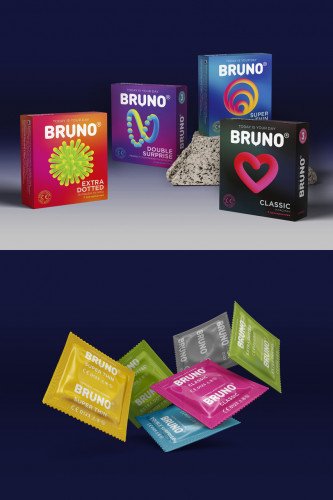 Презервативи чоловічі із силіконовим мастилом Bruno Mix 12 шт (4 пачки по 3 шт.)