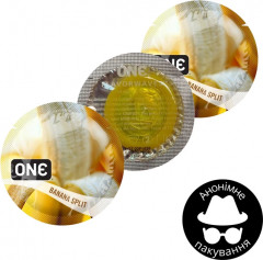 Презервативи One Flavor Waves Банановий спліт Жовті 3 шт