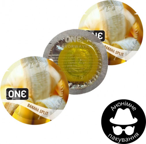 Презервативи One Flavor Waves Банановий спліт Жовті 3 шт