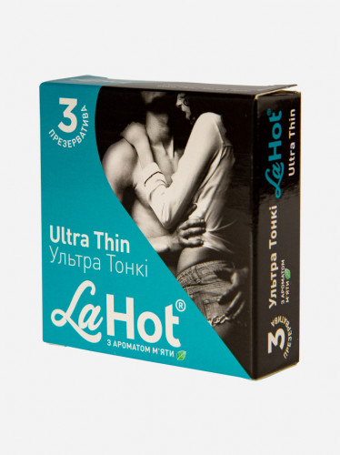 Презервативи латексні високоякісні з ароматом м'яти La Hot Ultra Thin 12 шт (4 пачки по 3 шт.)