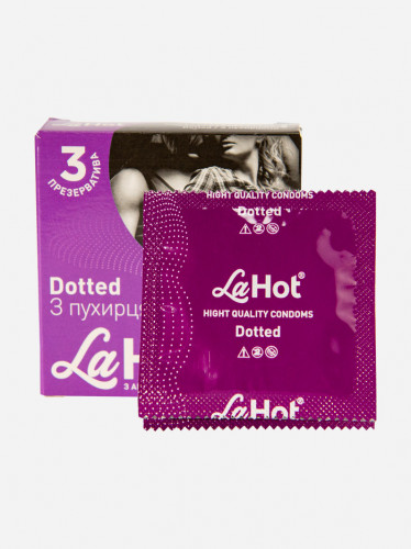 Презервативи латексні з пухирцями й ароматом м'яти в La Hot Dotted 12 шт (4 пачки по 3 шт.)