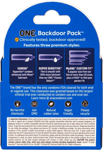 Презервативи One Back Door 3 шт