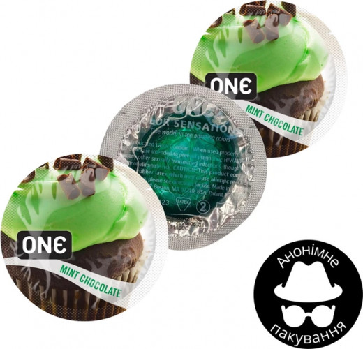 Презервативи One Flavor Waves Шоколад та м'ята Зелені 3 шт