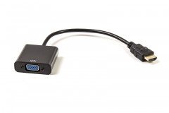 Кабель-переходник PowerPlant HDMI - VGA, 0.15м, позолоченные коннекторы, черный