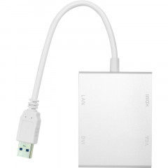 Переходник PowerPlant USB 3.0 - HDMI, DVI, VGA, RJ45 Gigabit Ethernet