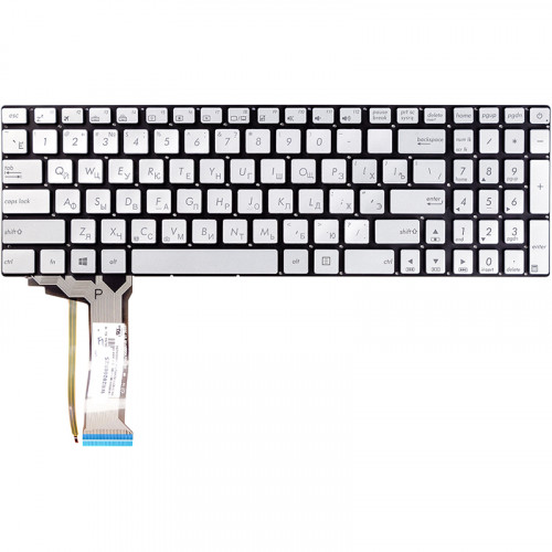 Клавиатура для ноутбука ASUS N551, N551JQ серебристый, без фрейма