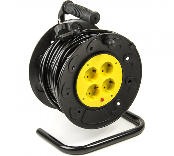 Удлинитель на катушке PowerPlant 20 м, 3x1.5мм2, 10А, 4 розетки, морозостойкий (JY-2002/20)
