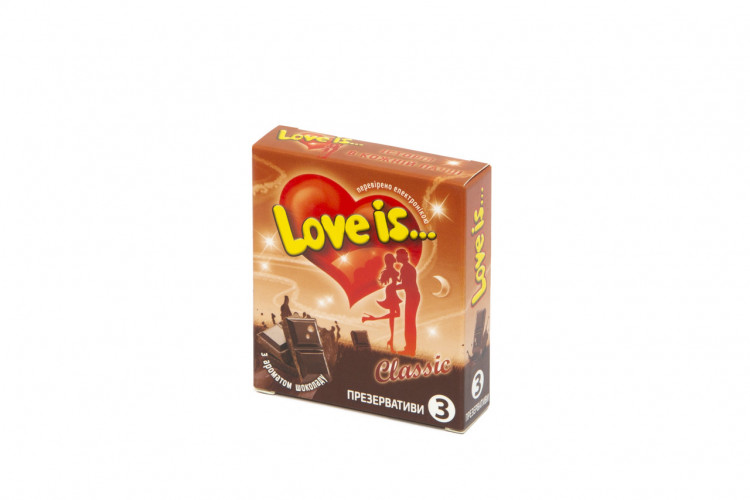 Презервативи Love is... Classic з ароматом шоколаду 3 штуки