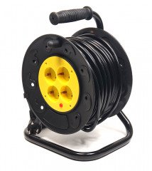 Удлинитель на катушке PowerPlant 25 м, 3x1.5мм2, 10А, 4 розетки (JY-2002/25)