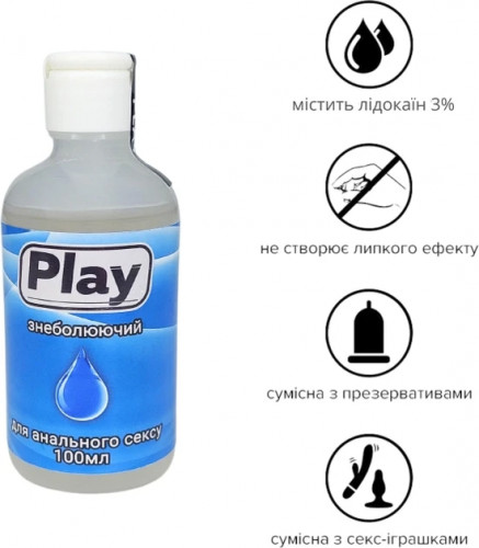 Лубрикант Play для анального сексу з Лідокаїном 100 мл