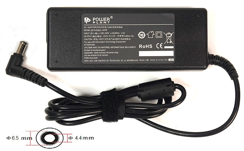 Блок питания для ноутбуков PowerPlant SONY 220V, 19.5V 92W 4.74A (6.5*4.4)