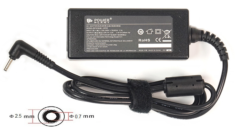 Блок питания для ноутбуков PowerPlant ASUS 220V, 19V 40W 2.1A (2.5*0.7)