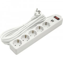 Сетевой фильтр PowerPlant 5 м, 3x1.5мм2, 10А, 5 розеток, 2xUSB 2.1A, евростандарт (JY-1056U/5)