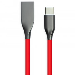Кабель PowerPlant USB - Type-C, 1м, силикон, красный