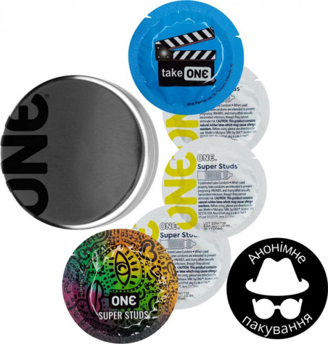 Презервативи One Super Studs із точковим рельєфом 5 шт у кейсі