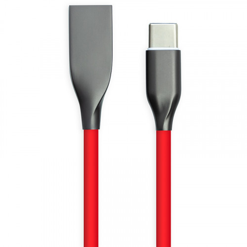 Кабель PowerPlant USB - Type-C, 2м, силикон, красный