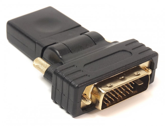 Переходник PowerPlant HDMI AF - DVI (24+1) AM, 360 градусов