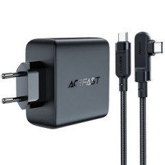 Мережевий зарядний пристрій Acefast A37 USB/ 3 Type-C QC PD 100W чорний + кабель Type-C to Type-C