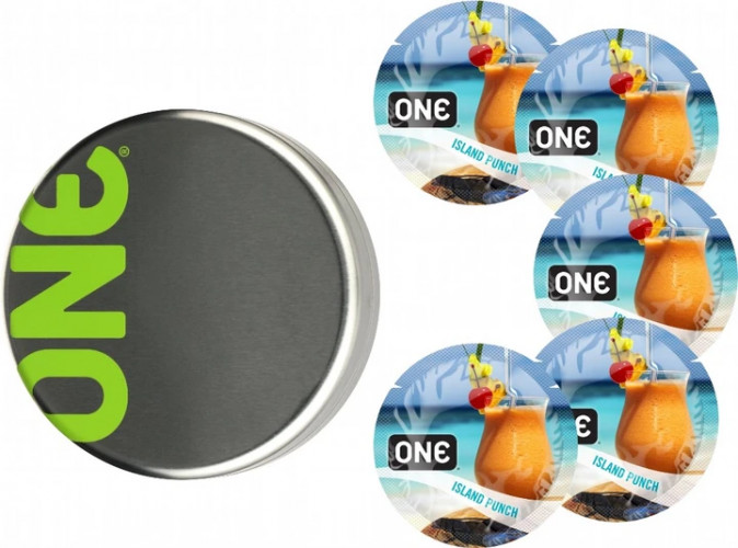 Презервативи One Flavor Waves Тропічний коктейль блакитні 5 шт у кейсі