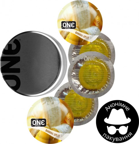 Презервативи One Flavor Waves Банановий спліт Жовті 5 шт у кейсі