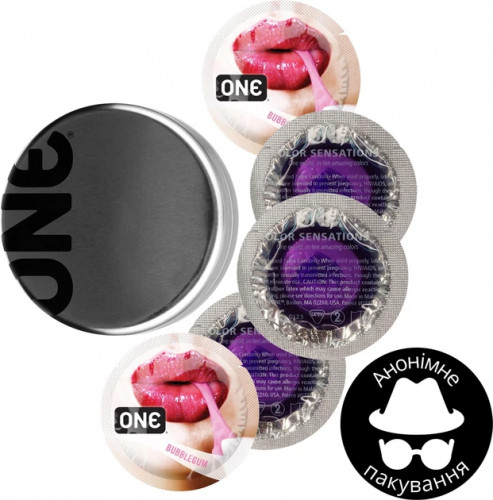 Презервативи One Flavor Waves Bubblegum Фіолетові 5 шт у кейсі