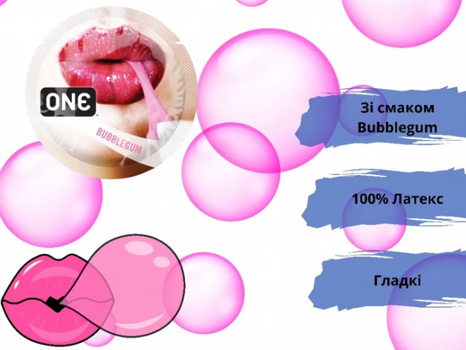 Презервативи One Flavor Waves Bubblegum Фіолетові 5 шт у кейсі