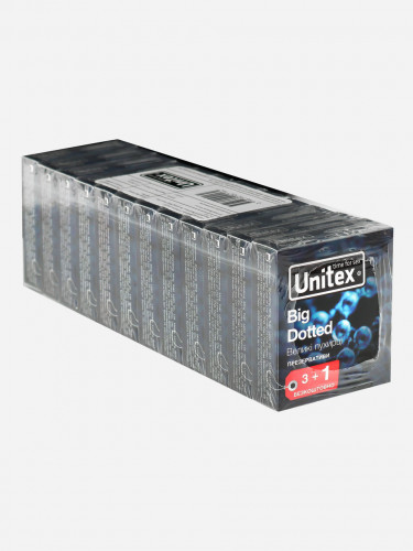 Презервативи з пухирцями чутливі Unitex Big Dotted 48 штук (12 паковань по 4 шт.)